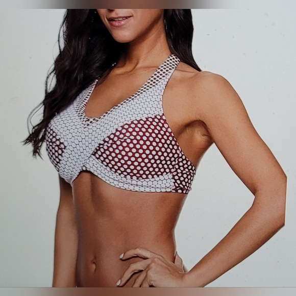 NWOT wrap yourself up in polka dot slimming halter glamour bikini swim size med - Picture 4 of 11